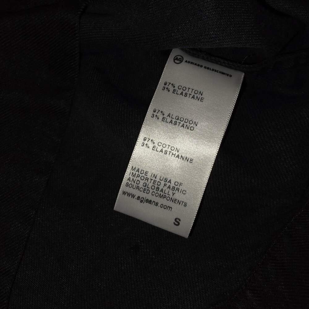AG Adriano Goldschmied Trista Black Linen Chambray Notch V-Neck Blouse Small - Picture 5 of 14